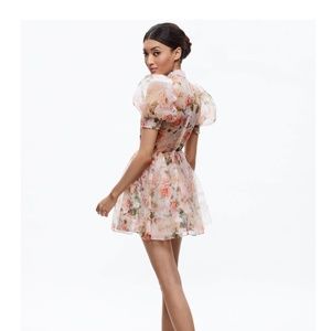 alice + olivia NEW VERNITA PUFF SLEEVE SWEETHEART NECKLINE MINI DRESS